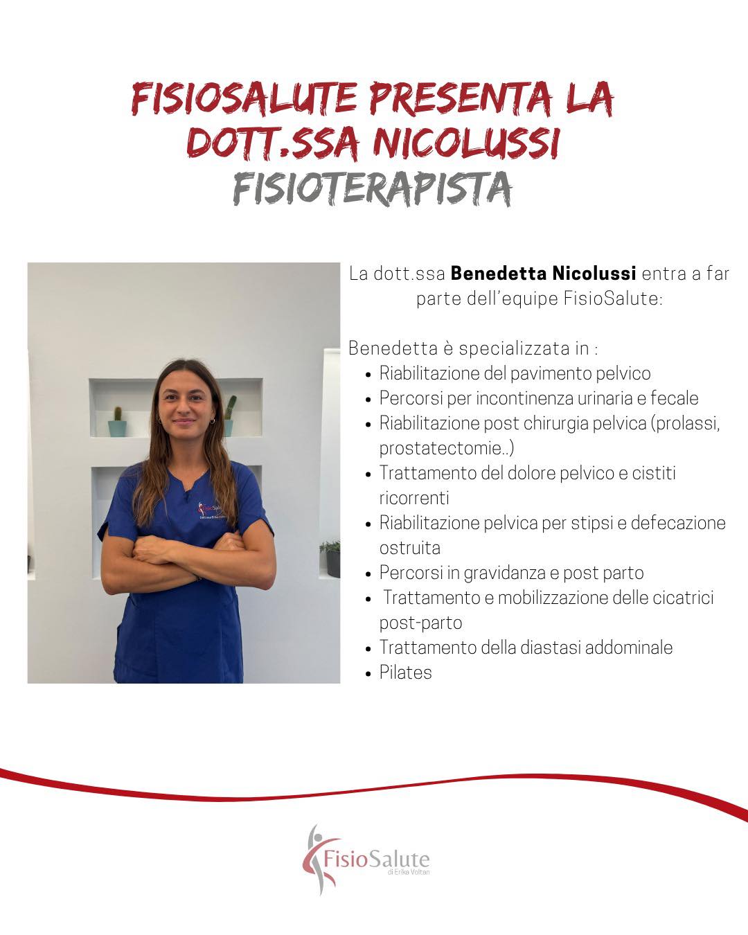 La dott.ssa Benedetta Nicolussi: dal gennaio 2027 nello staff FisioSalute